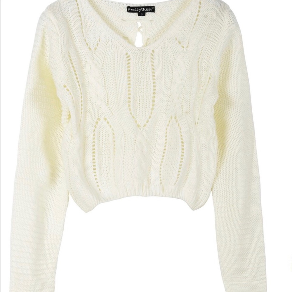 PrettyGuide Women's Lace Up Crop Top Sweater
